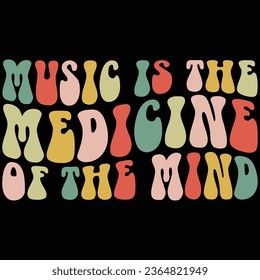 Music Is The Medicine Of The Mind Retro Music T-shirt Design