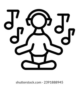 Music meditation icon outline vector. Woman yoga. Relax happy