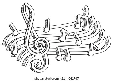 Music Melody Hand Drawn Black White Stock Vector (Royalty Free ...