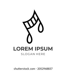 music melody logo template with flat black color style