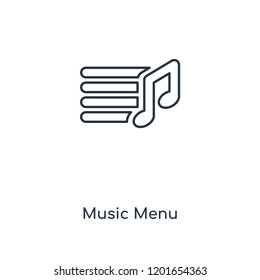 Music Menu concept line icon. Linear Music Menu concept outline symbol design. This simple element illustration can be used for web and mobile UI/UX.