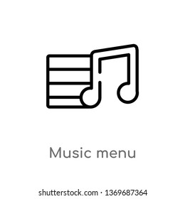 music menu vector line icon. Simple element illustration. music menu outline icon from ultimate glyphicons concept. Can be used for web and mobile