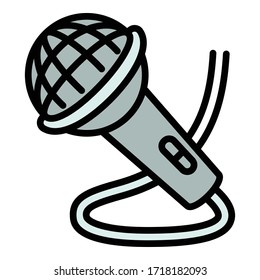 Music microphone icon. Outline music microphone vector icon for web design isolated on white background