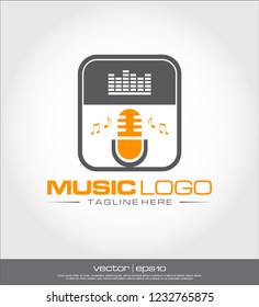 music microphone logo vector
