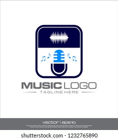 music microphone logo vector
