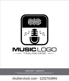 music microphone logo vector
