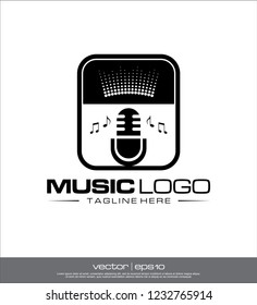 music microphone logo vector
