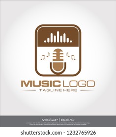 music microphone logo vector
