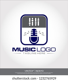 music microphone logo vector
