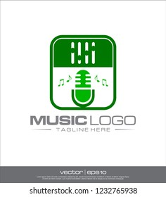 music microphone logo vector
