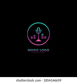 Music microphone logotype. Elegant music sound logo fit for business and music event. Vector logo design.