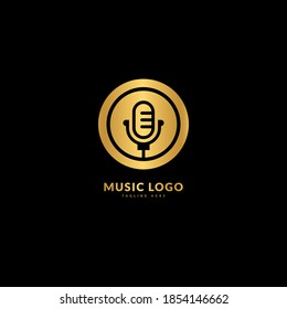 Music microphone logotype. Elegant music sound logo fit for business and music event. Vector logo design.
