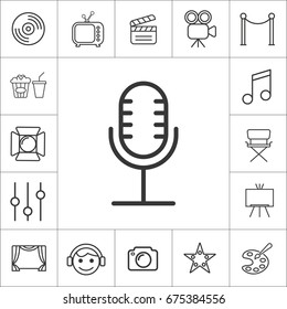 music microphone. thin line entertainment, cinema icon set.