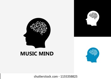 Music Mind Logo Template Design Vector, Emblem, Design Concept, Creative Symbol, Icon