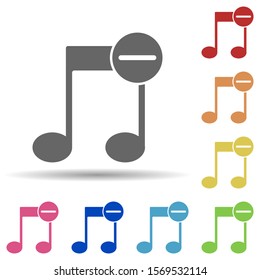 Music minus in multi color style icon. Simple glyph, flat vector of web icons for ui and ux, website or mobile application