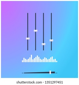 Music Mixer With Equalizer Control Buttons, Sound Waves And Volume Control Bar - Studio Equipment Dashboard Vector