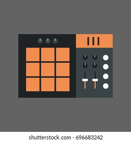 Music Mixer Icon Sound Studio Equalizer System Concept Flat Vector Illustration