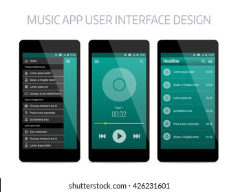 Música design de interface de usuário moderno aplicativo.