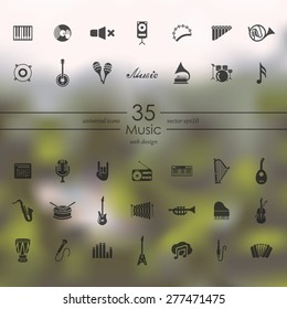 music modern icons for mobile interface on blurred background