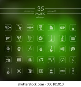 music modern icons for mobile interface on blurred background