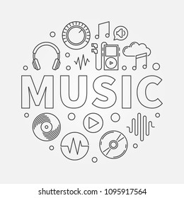 MUSIC modern round vector illustration or symbol in thin line style