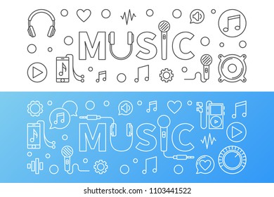 Music modern vector banners in thin line style