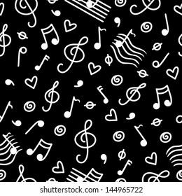 Music monochrome seamless pattern - vector