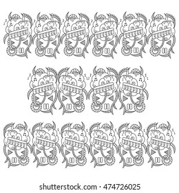 Music monster with piano - a horizontal pattern