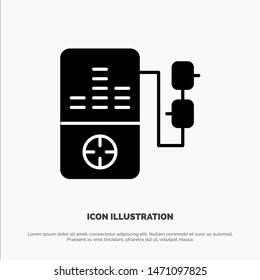 Music, Mp3, Play, Education Solid Black Glyph Icon. Vector Icon Template background