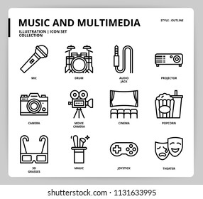 Music and multimedia icon set