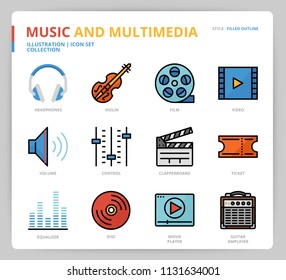 Music and multimedia icon set