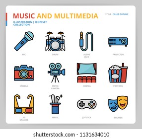Music and multimedia icon set