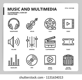 Music and multimedia icon set
