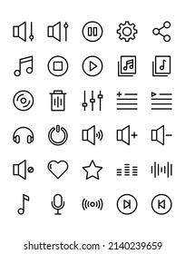 Music and Multimedia Icon Set 30 isolated on white background