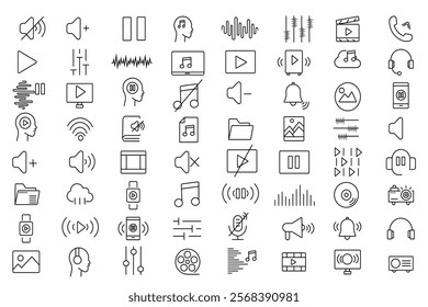 Music and Multimedia Icon Set isolated on white background