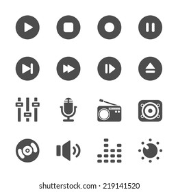 music and multimedia icon set, vector eps10.