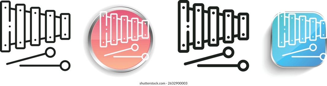 music and multimedia icon. Thin Linear, Regular and Button Style Design Isolated On White Background