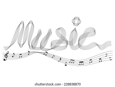 Music in musical chords and underlines musical chords. A vector illustration.