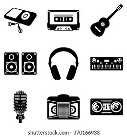 Music and musical instruments icons set. Music and musical instruments picture, Music and musical instruments image - stock vector