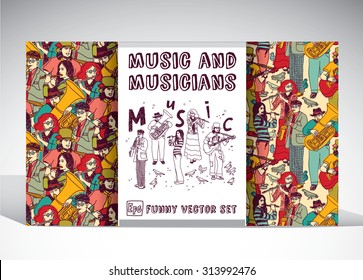 Music and musicians set. Big set with  group of musicians. Color vector illustration. EPS10