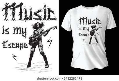 Musik ist mein Escape T Shirt Design für Musik T Shirt