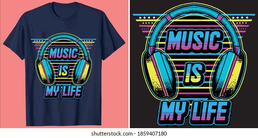 Music is my life t shirt design vector