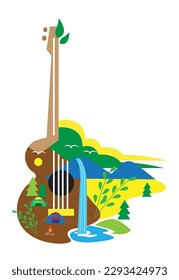 Music for Nature concept. Editable Clip Art.