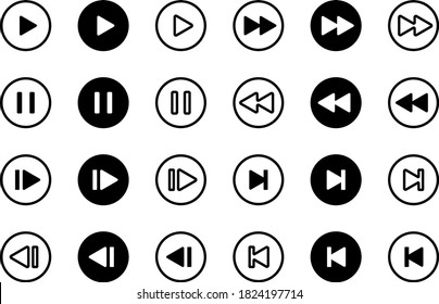 Music navigation buttons in flat minimal design 