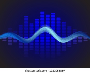 Musik Neonblau Equalizer. Vektorgrafik für Poster