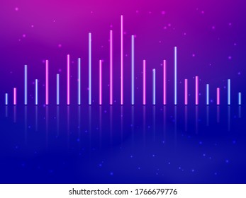 Ecualizador de neón musical. Ilustración de material vectorial para afiches