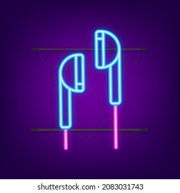 Music neon icon in flat style. Music, voice, record icon. Vector stock illustration