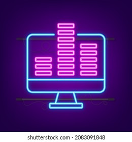 Music neon icon in flat style. Music, voice, record icon. Vector stock illustration