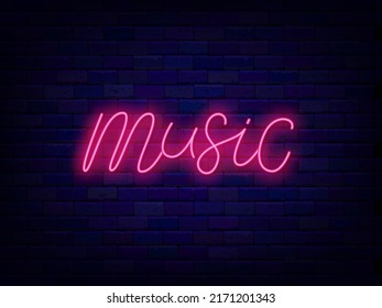 Music Neon Lettering Word Pink Text Stock Vector (royalty Free 