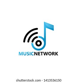 Music Network Logo Template Design Vector, Emblem, Design Concept, Creative Symbol, Icon
